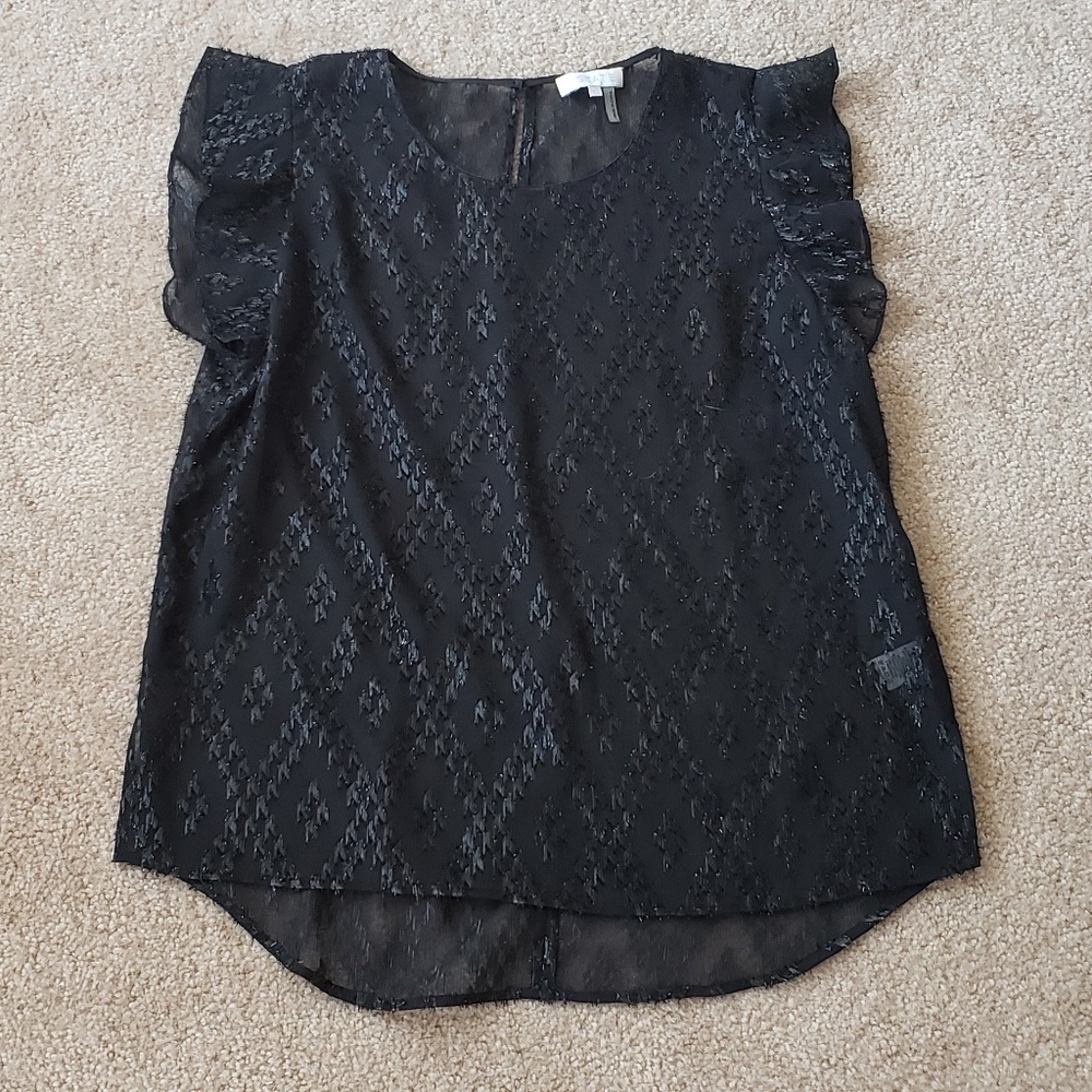 NWOT 1. State Shear black top w flutter sleeves